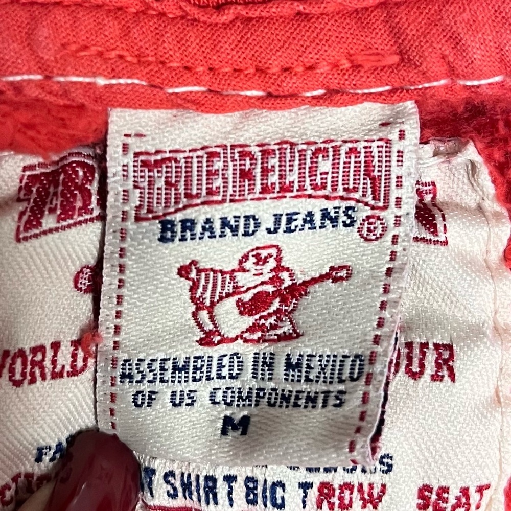 True Religion VTG Hoodie Womens Medium Y2K Red Full Zip Fleece Deep Stitch 90s - Picture 11 of 16